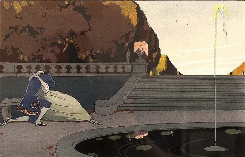  238-Ettore Tito-Amanti che baciano alla mia fontana 